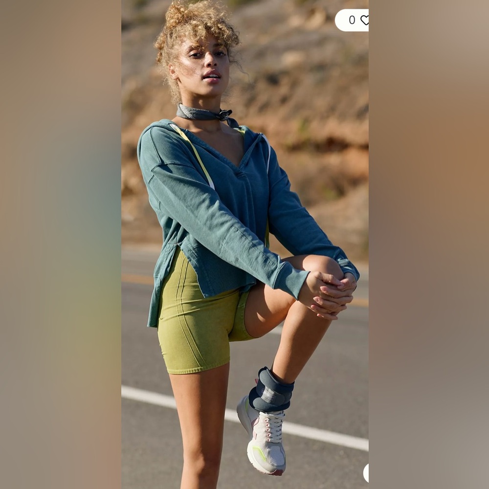 We The Free  Free People Washed Teal Hoodie Large EUC - Picture 3 of 10